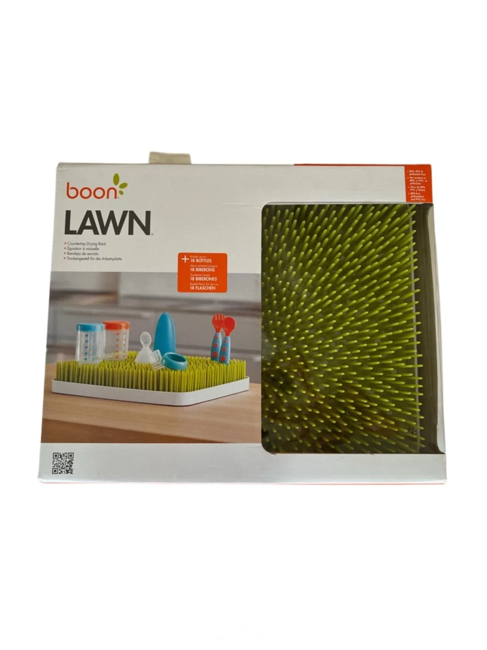 (NWT) Boon LAWN Countertop Baby Bottle Drying Rack in Green - Antimicrobial Tray